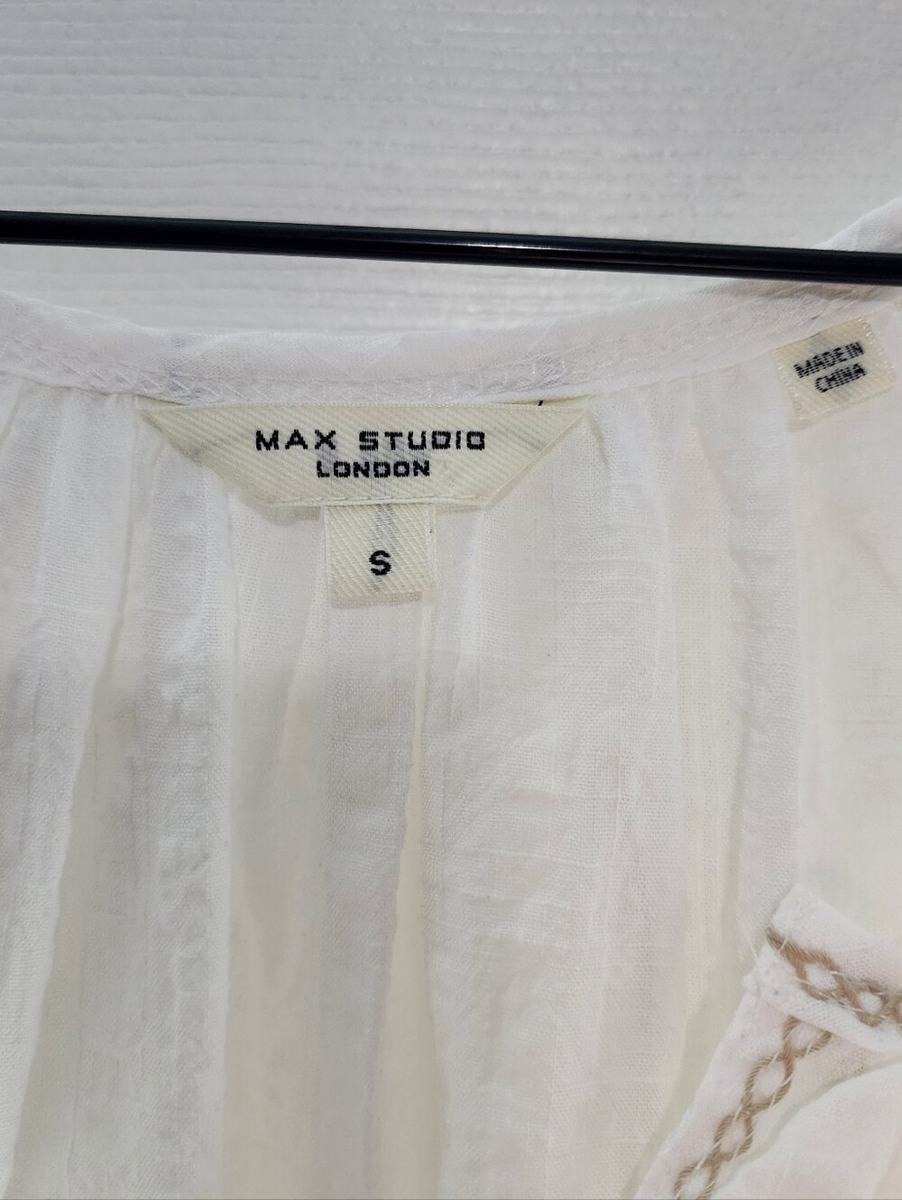 Women's White Embroidered Peasant Blouse By Max Studio London - Picture 4 of 5